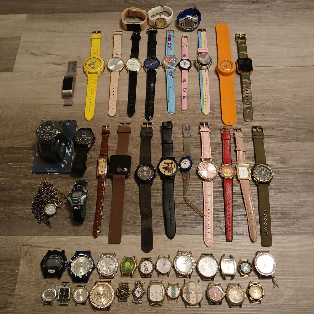 Huge Watch Lot of 45+ Mixed Brands Vintage & Modern Parts/Repair Untested-Box E6